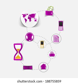 Set of sticker design. Global high-tech concept