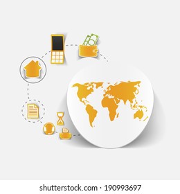 Set of sticker design. Global high-tech concept