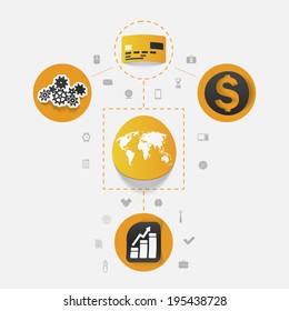 Set of sticker design. Global high-tech concept