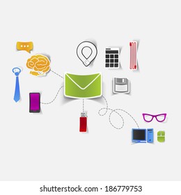 Set of sticker design. High-tech business concept