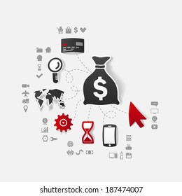 Set of sticker design. High-tech business concept