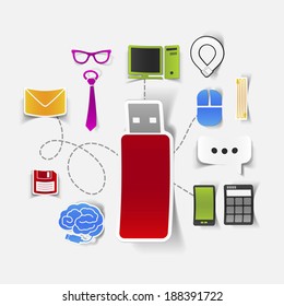 Set of sticker design. High-tech business concept