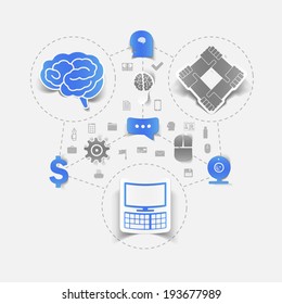 Set of sticker design. High-tech business concept