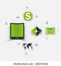 Set of sticker design. High-tech business concept