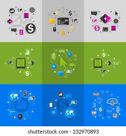 Set of sticker design. High-tech business concept