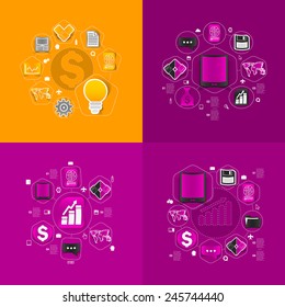 Set of sticker design. High-tech business concept