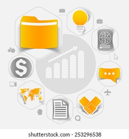 Set of sticker design. High-tech business concept