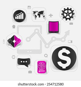 Set of sticker design. High-tech business concept