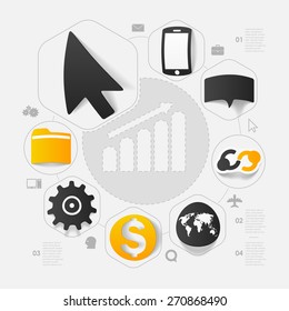 Set of sticker design. High-tech business concept