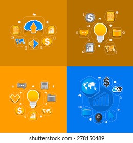 Set of sticker design. High-tech business concept
