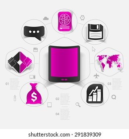 Set of sticker design. High-tech business concept