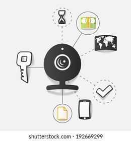 Set of sticker design. High-tech communication concept