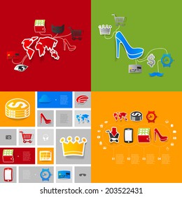 Set of sticker design. Online shopping concept