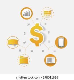 Set of sticker design. Technology business concept