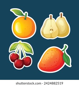 Set sticker diseño de fruta fresca
