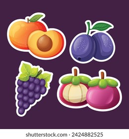 Set sticker diseño de fruta fresca