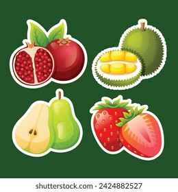 Set Aufkleber Frisches Obst Design