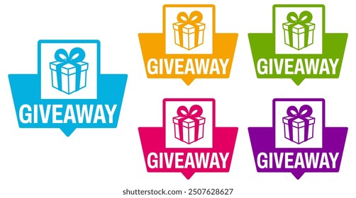 set sticker giveaway icon. gift box surprise sign design template vector illustration