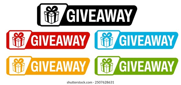 set sticker giveaway icon. gift box surprise sign design template vector illustration