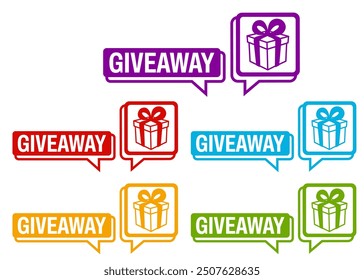 set sticker giveaway icon. gift box surprise sign design template vector illustration