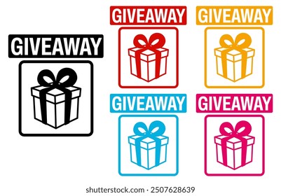 set sticker giveaway icon. gift box surprise sign design template vector illustration