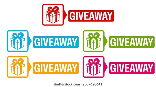 set sticker giveaway icon. gift box surprise sign design template vector illustration