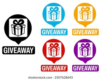 set sticker giveaway icon. gift box surprise sign design template vector illustration