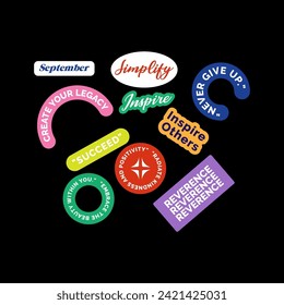 set sticker pack collection with motivational quotes typography design