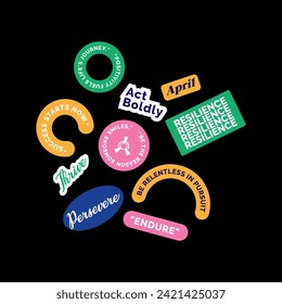 set sticker pack collection with motivational quotes typography design