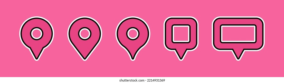 Set of sticker pin illustrations. Map location pointer. Navigation icon for web, banner, logo or badge.