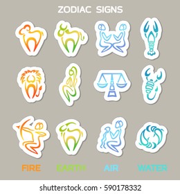 Set sticker of zodiac signs for magazines
