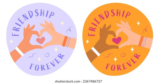 Set of stickers about friends and friendship.