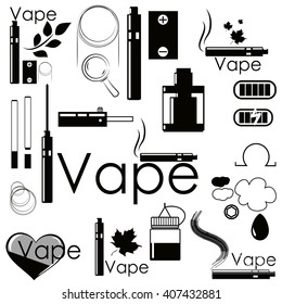 Set stickers and accessories for vaping. Can be used as logo