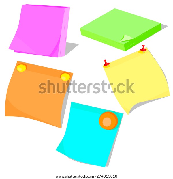 Set Stickers Adhesive Colored Paper Notes Stock Vector (Royalty Free