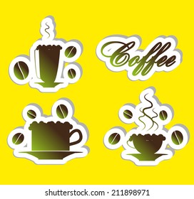 Set of stickers to advertise coffee 