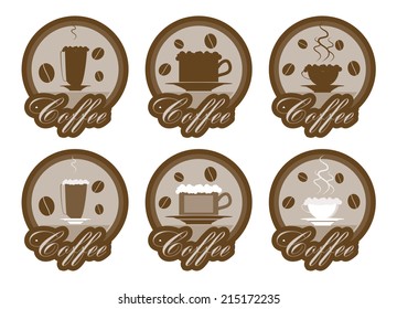 Set of stickers to advertise coffee 