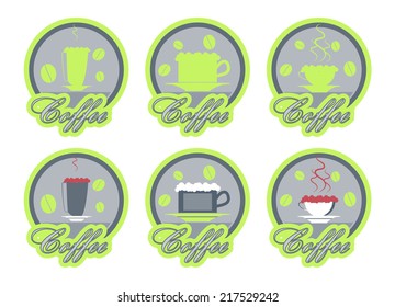 Set of stickers to advertise coffee 