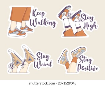 Set of Stickers Aesthetic legs with sneakers