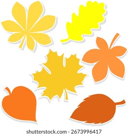 Conjunto de pegatinas Hojas de otoño Vector