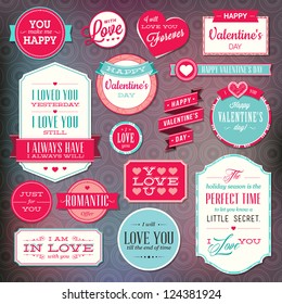 Set of stickers and badges for Valentine`s day