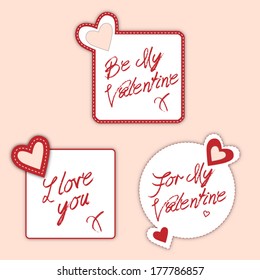 Set of stickers and badges for Valentine`s day