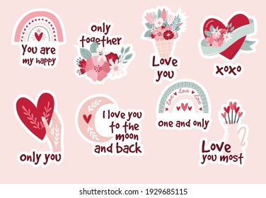 Valentine's Day Sticker Set Vector Art & Graphics