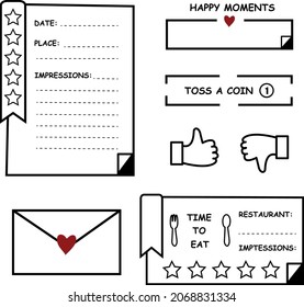 Set of stickers, bookmarks, notebook, album, planner, organazer with design.