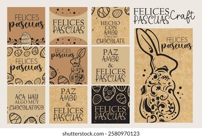 set stickers card vector happy easter etiquetas felices pascuas craft