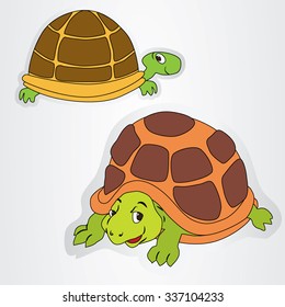 Set of the stickers with a cartoon turtles