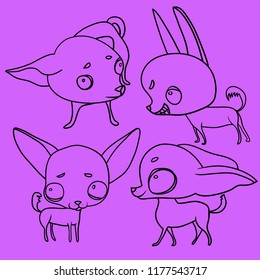 A set of stickers, characteristic poses of a small dog