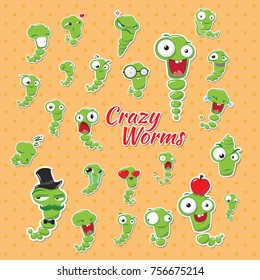 A set of stickers from characters with different emotions. 