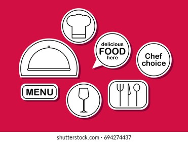 Set of the stickers with chef cooking icons