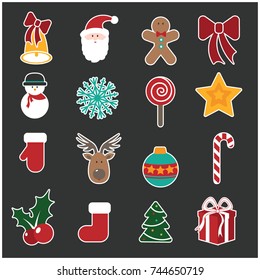 set of stickers for Christmas theme