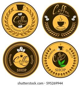 Set of stickers with coffee